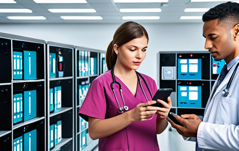 **
A visual representation of Federated Learning in healthcare. Depict hospital servers and patient devices (smartphones, wearables) connected in a decentralized network. Show data remaining on the devices while model updates are exchanged. Emphasize data privacy and security. Colors should evoke trust and technology.
**