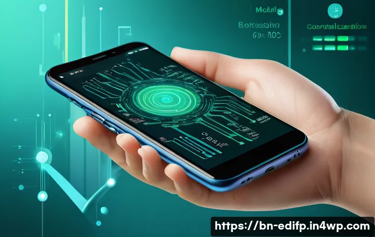 연합학습을 위한 경량화 모델 개발 - A detailed digital illustration of a futuristic mobile device displaying a lightweight neural networ...