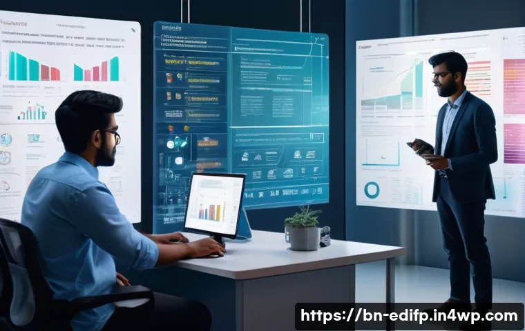 연합학습의 윤리적 문제 및 해결책 - A professional office scene showing diverse Bengali data scientists collaborating on a transparent d...