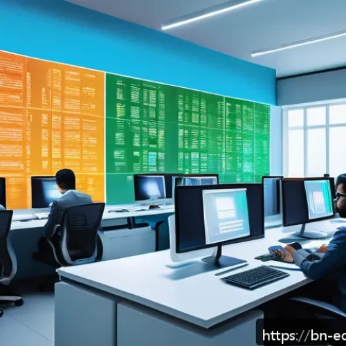 연합학습을 통한 대규모 데이터 처리 - A detailed futuristic office scene showing diverse Bengali professionals collaborating on federated ...