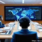 연합학습의 글로벌 협력 방안 - A professional international conference room scene showing diverse researchers from Bangladesh and o...